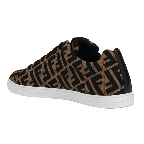 Fendi Forever Allover Logo Monogram Tabacco Brown Black Low Top Sneakers 12 13 - Picture 10 of 14